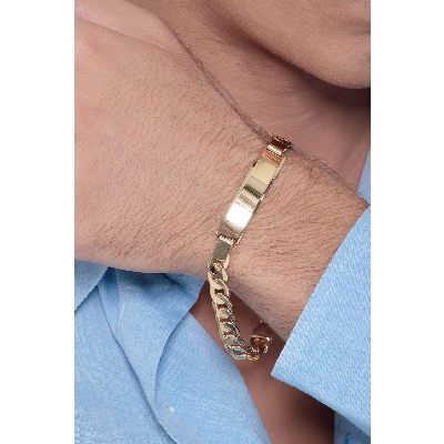 Herrenarmband Gelbgold 18K mit Gravurplatte, 23 cm