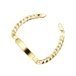 Herrenarmband Gelbgold 18K mit Gravurplatte, 23 cm