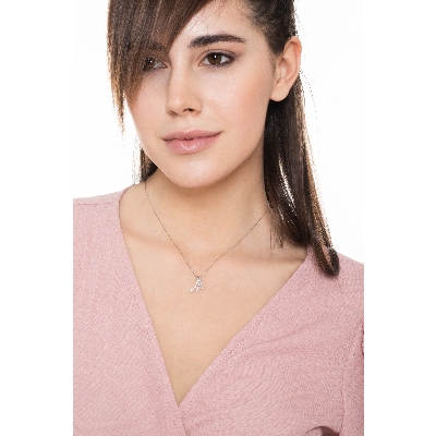 Weißgoldkette mit drei Diamanten 