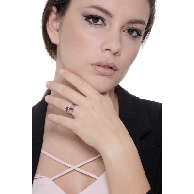 Rubinring mit Diamanten Weißgold 750