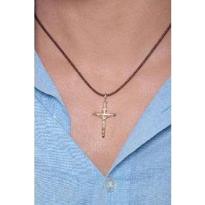 Kreuz Anhänger 750er Gelbgold mit Christus