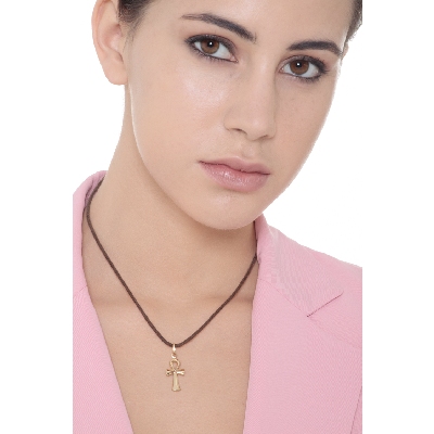 Judisches Kreuz Anhänger Gelbgold 18K 