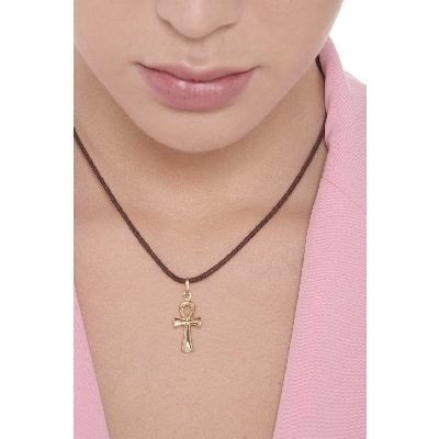 Judisches Kreuz Anhänger Gelbgold 18K 