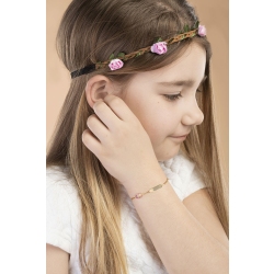 Kinderarmband Mädchen mit Gravurplatte und kleinem Bären aus 750er Gelbgold 2