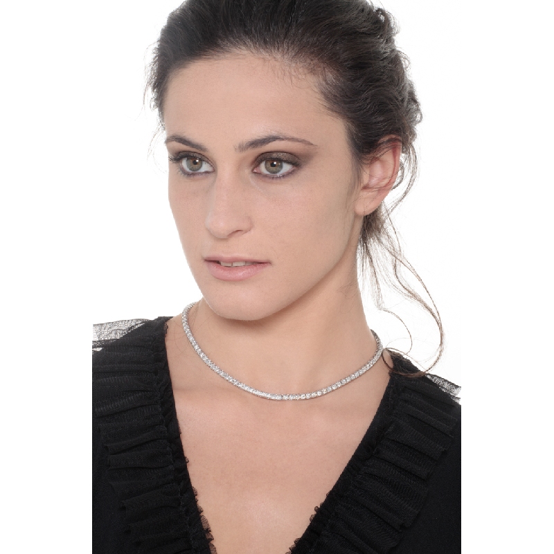 Tennis-Halskette aus Weißgold 750 mit Diamanten
