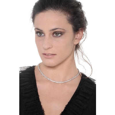 Tennis-Halskette aus Weißgold 750 mit Diamanten