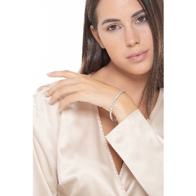 750er Weißgold Tennisarmband mit Diamanten 