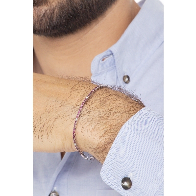 Weißgold 18k Tennisarmband mit Rubinen und Diamanten 