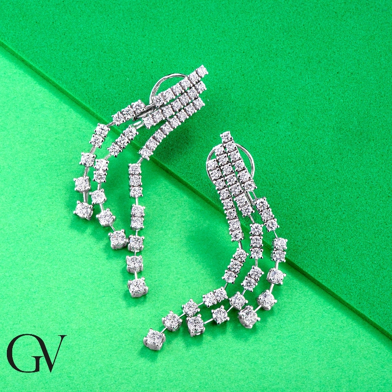 Ohrhänger Weißgold Tennis mit Diamanten 