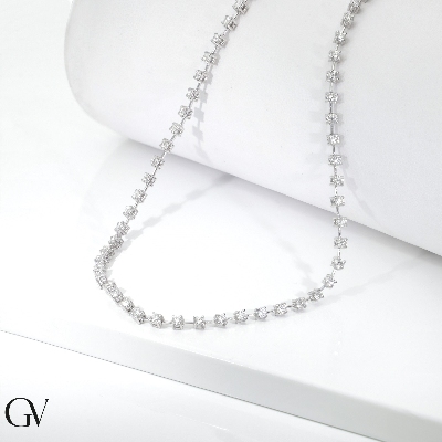 750er Weißgold Damen Diamantkette 