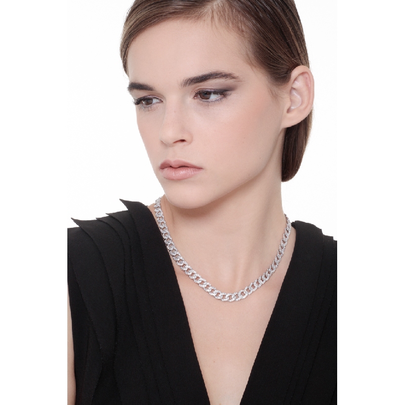 Iced Out Panzerkette Weißgold 750 mit Diamanten