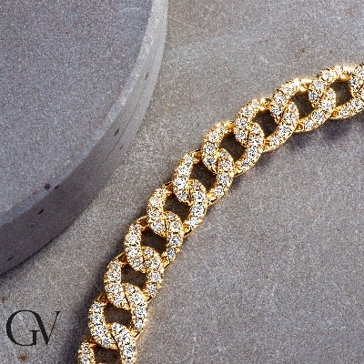 Gelbgold 18K Iced Out Kette mit Diamanten 
