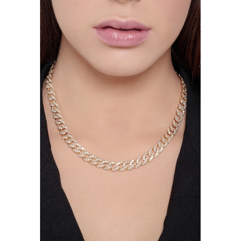 Gelbgold 18K Iced Out Kette mit Diamanten 