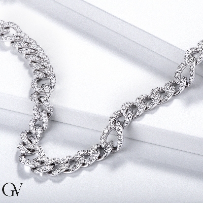 Iced Out Kette mit Diamanten Weißgold 