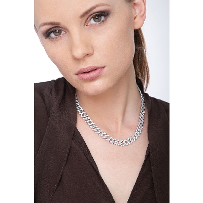 Iced Out Halskette Cuban Link Weißgold 18K Diamanten