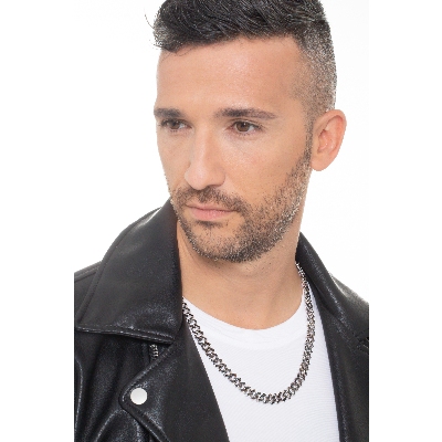 Cuban Link Kette Weißgold 750 mit schwarzen Diamanten 