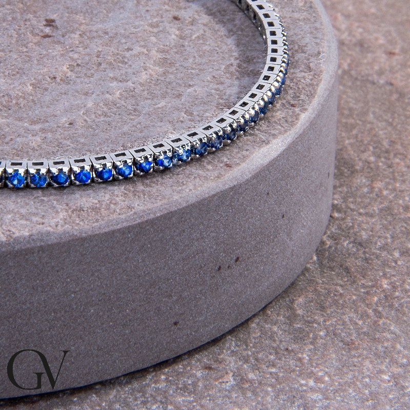 Saphir Armband Tennis 750er Weißgold 