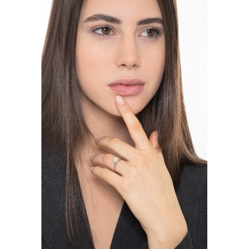 18K Weißgold 1 Karat Diamant Verlobungsring 