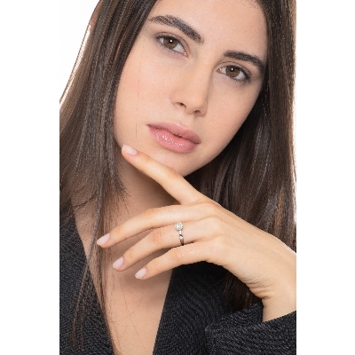 Antragsring Weißgold 18K mit einem Diamanten 0,90 Karat