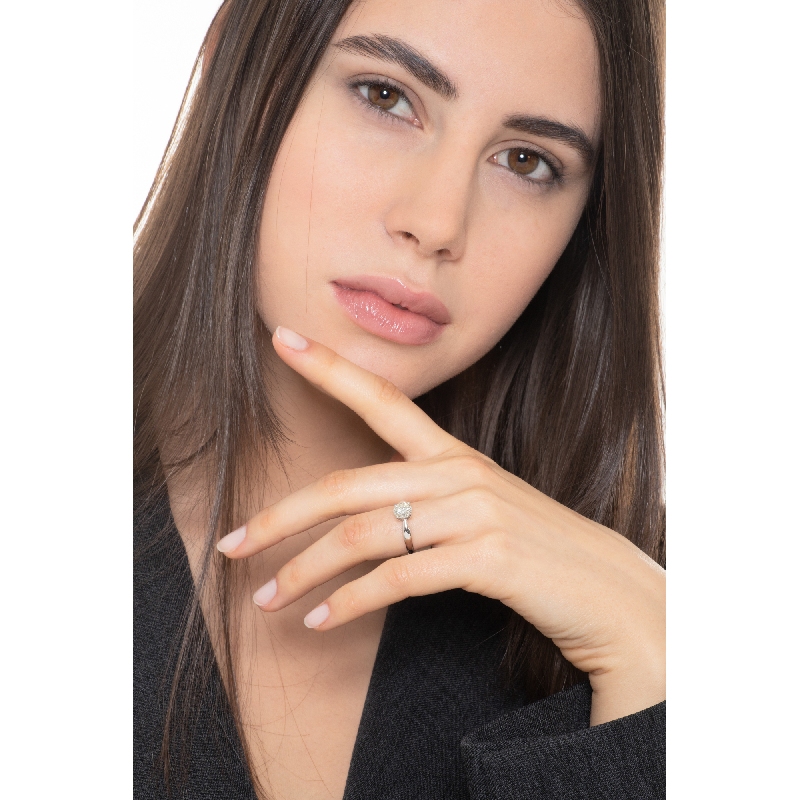 Weißgold 18K einkaräter Antragsring mit einem Diamanten 