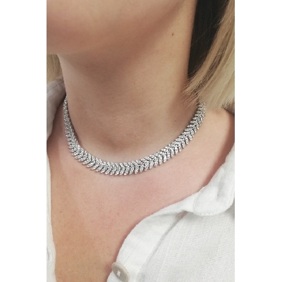 Iced Out Design Halskette Weissgold 18K 