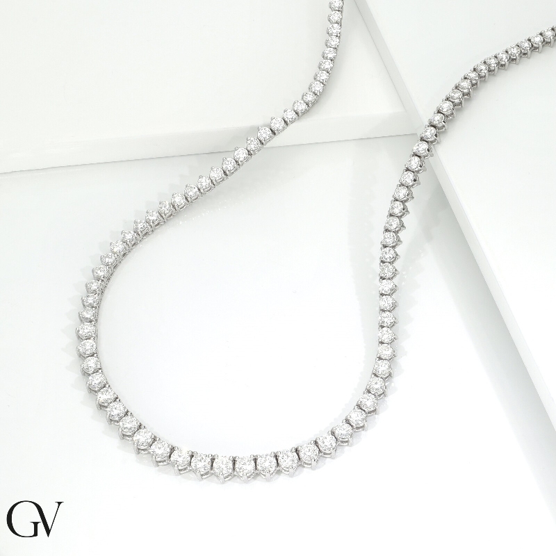 Tennis Kette mit Diamanten aus 18K Weißgold