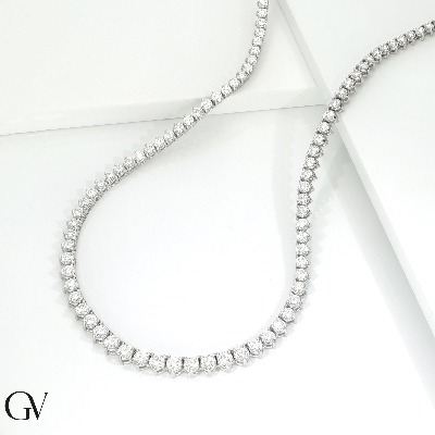 Tennis Kette mit Diamanten aus 18K Weißgold