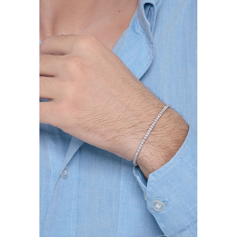 18K Weißgold-Tennisarmband mit 0,02 Karat Diamanten