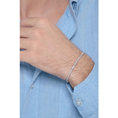 18K Weißgold-Tennisarmband mit 0,02 Karat Diamanten