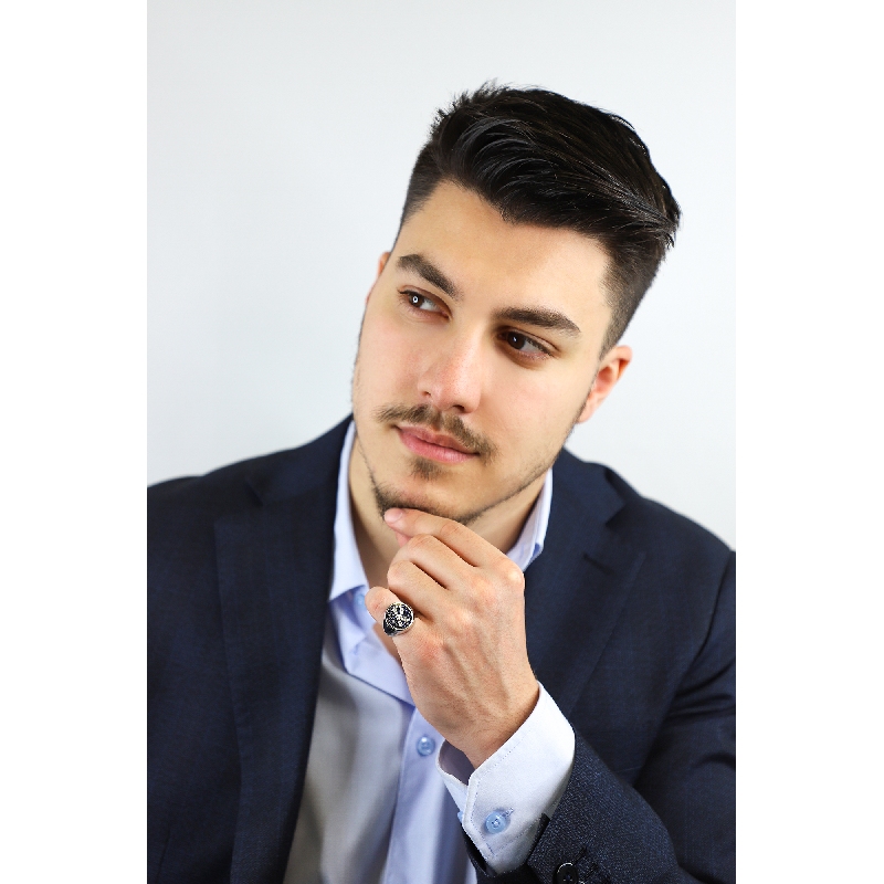 Weißgold Ring Herren mit Diamanten und Saphiren