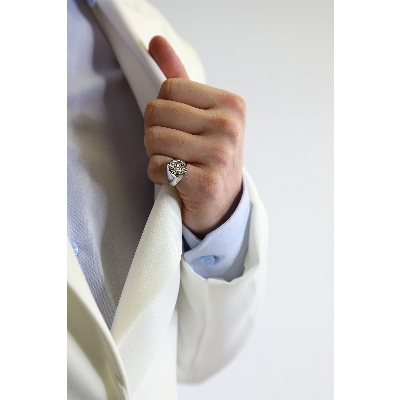 Siegelring Männer Weißgold mit Diamanten