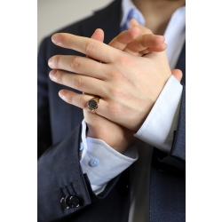 Herrenring Siegelring Roségold mit schwarzen Diamanten Pavé 2