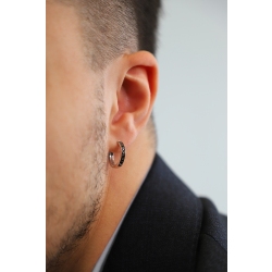 Herren Ohrring einzelne Creole Weißgold mit schwarzen Diamanten 2