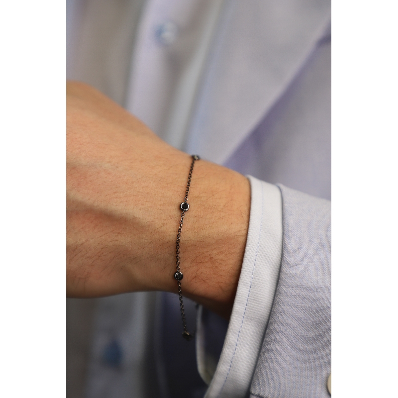 Weißgold Armband Herren mit schwarzen Diamanten