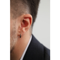 Herren Einzelne Creole mit schwarzen Brillanten Weißgold 2