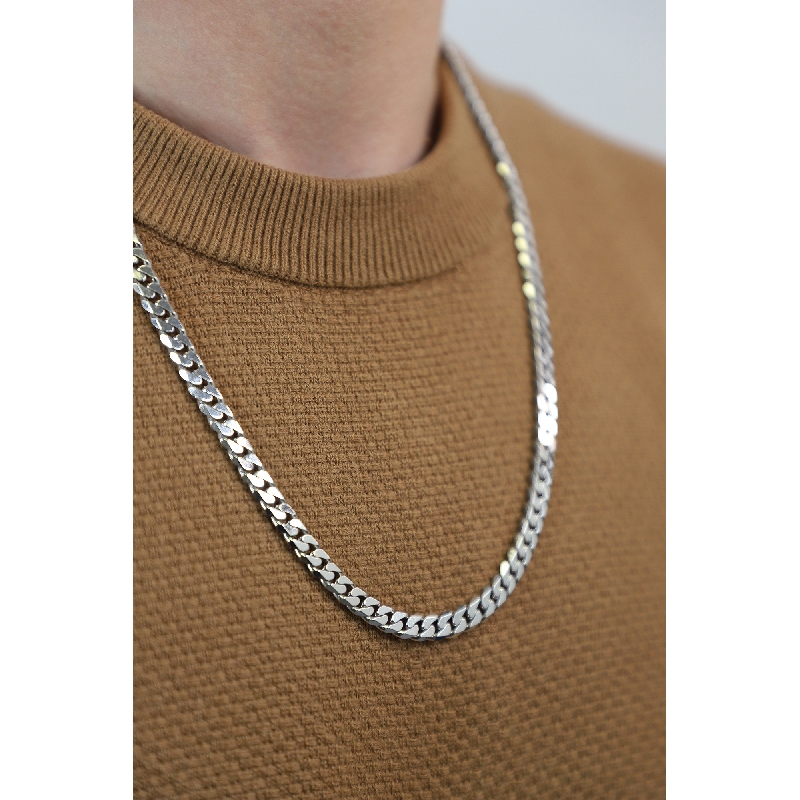 Panzerkette Weißgold 750 massiv 60 cm