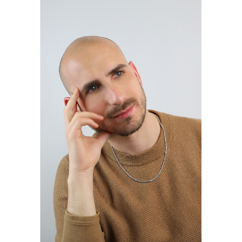 Panzerkette Weißgold 750 Herren, 50 cm 