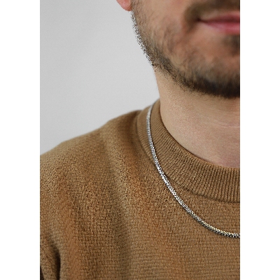 Panzerkette Weißgold 750 Herren, 50 cm 