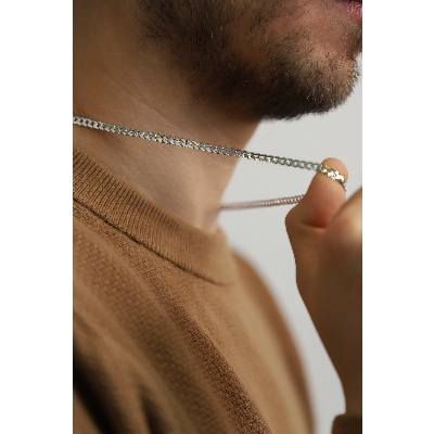 750er Weißgold Panzerkette Herren ohne Anhänger