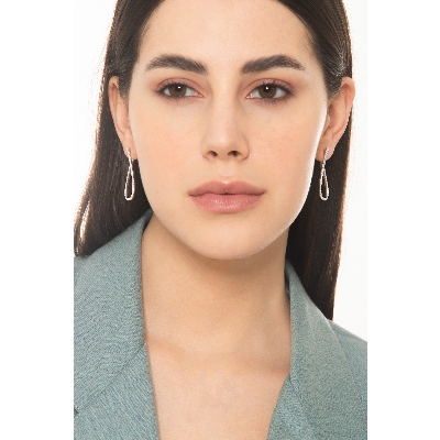 Ovale Ohrringe Diamant Weissgold 750