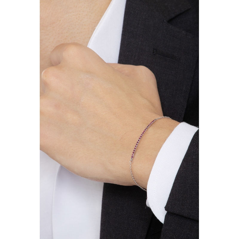 Weißgold 18k Herrenarmband mit Rubinen 