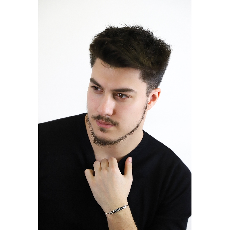 Herren Armband mit Diamanten schwarz weiß Weissgold