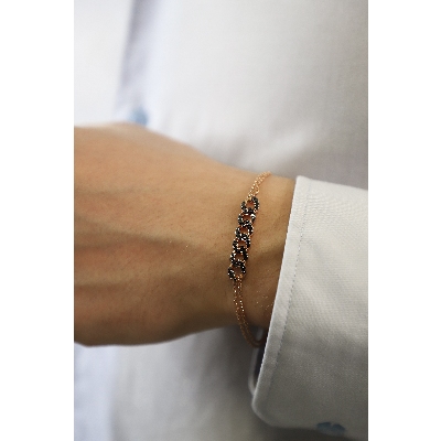 Herrenarmband aus 750er Roségold mit schwarzen Diamanten 