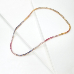 Tennis Kette mit Saphiren Rainbow 18 K Roségold  2