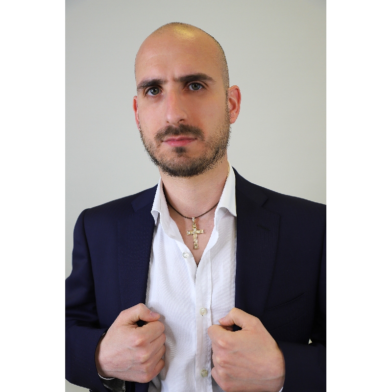 Kreuz-Anhänger Herren Gelbgold mit Zirkonia