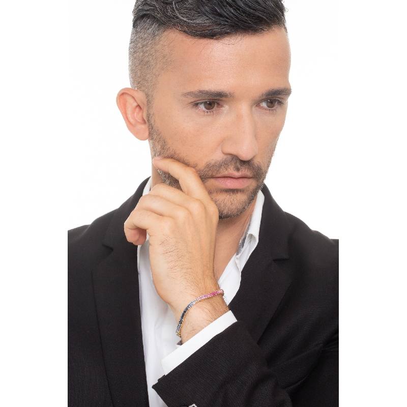 Tennisarmband Saphir Rainbow 18 K Gold 