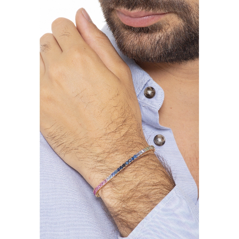 Tennisarmband Gold 18 K – Bunte Saphire Rainbow