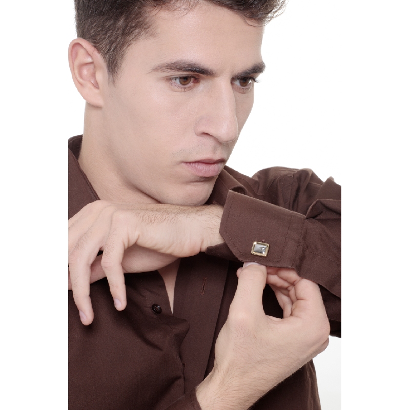 Rechteckige Manschettenknöpfe aus Weiß- und Gelbgold 18k