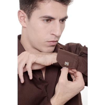 Rechteckige Manschettenknöpfe aus Weiß- und Gelbgold 18k