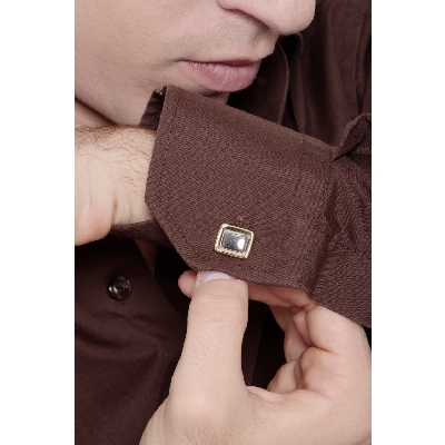 Rechteckige Manschettenknöpfe aus Weiß- und Gelbgold 18k